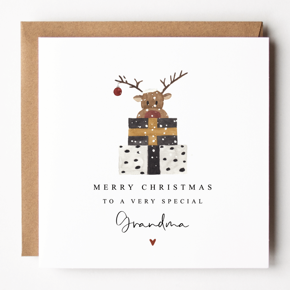 Fun Reindeer Grandma Christmas Card