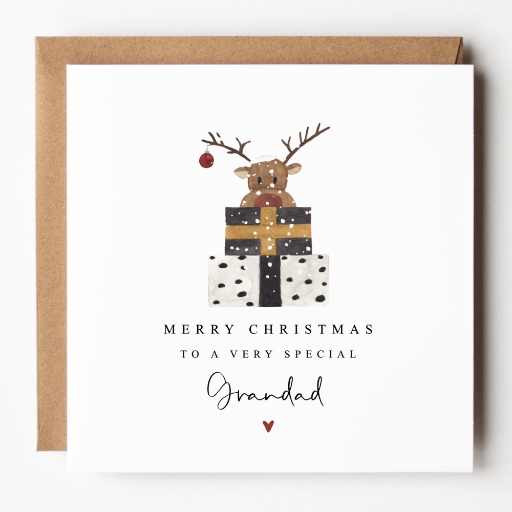 Fun Reindeer Grandad Christmas Card