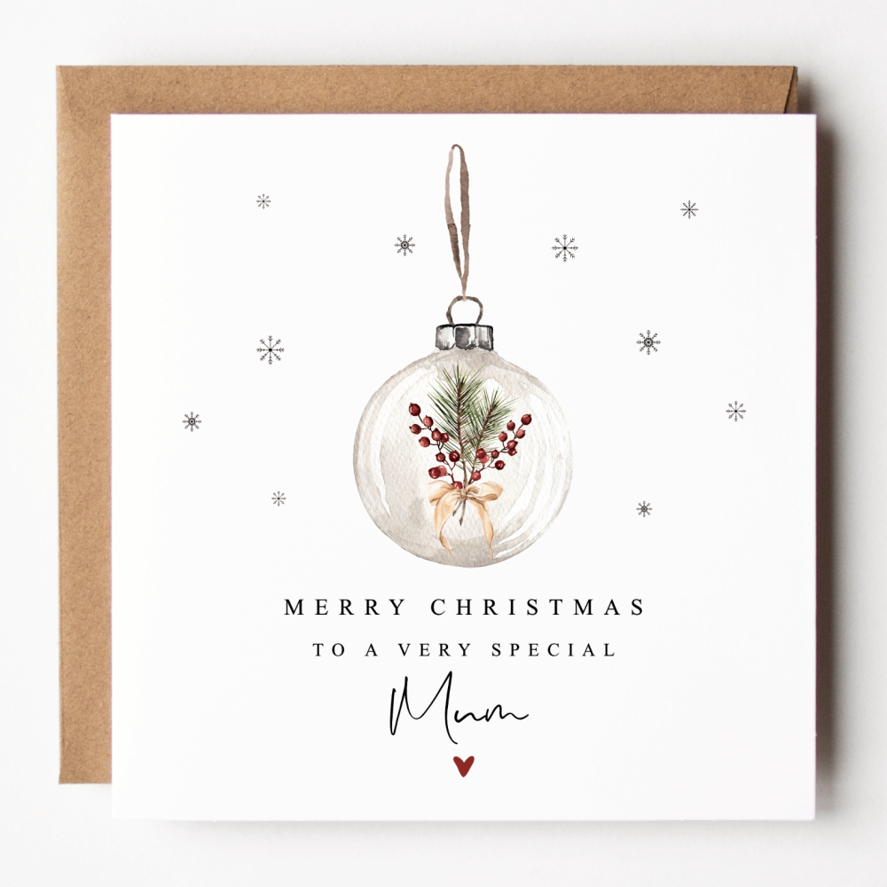 Bauble Christmas Card For Mum