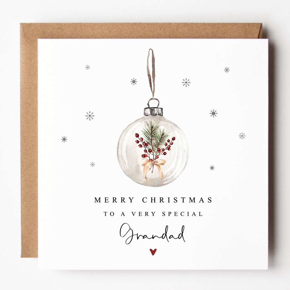 Bauble Christmas Card For Grandad