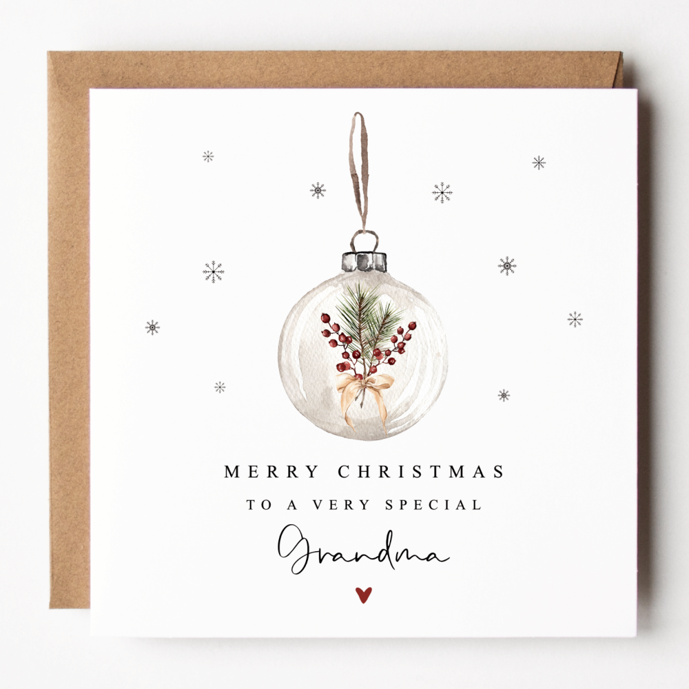 Bauble Christmas Card For Grandma