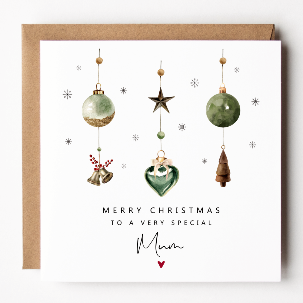 Christmas Ornaments Card For Mum