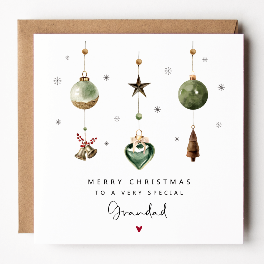 Christmas Ornaments Card For Grandad