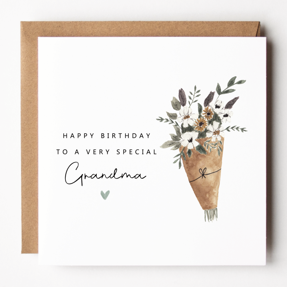 Flowers Birthday Card For Grandma