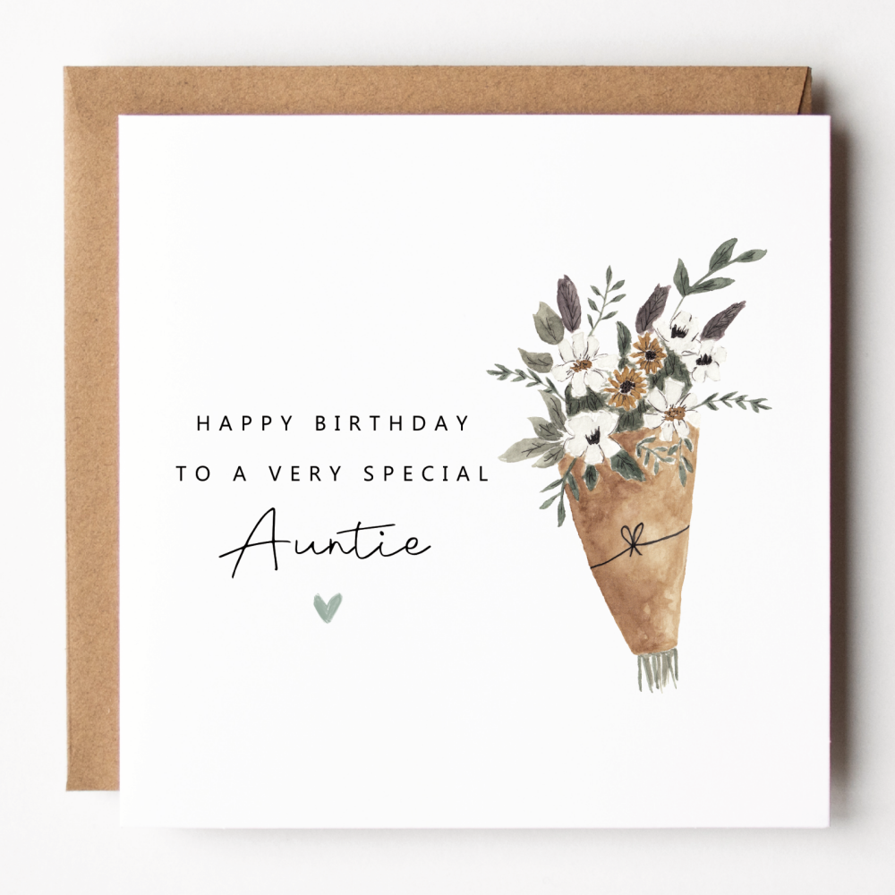 Flowers Birthday Card For Auntie