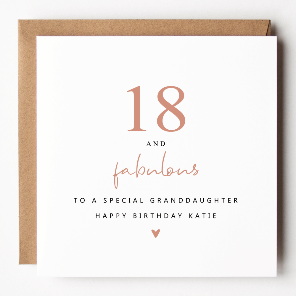 18 and Fabulous Birthday Card For Granddaughter