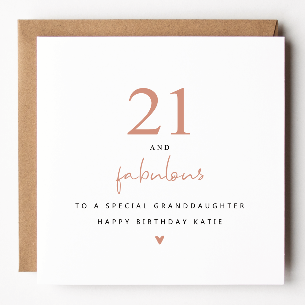 21 and Fabulous Birthday Card For Granddaughter