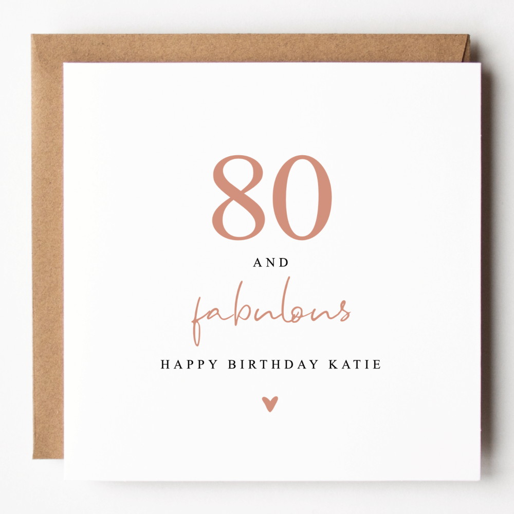 80 and Fabulous Pink Birthday Card