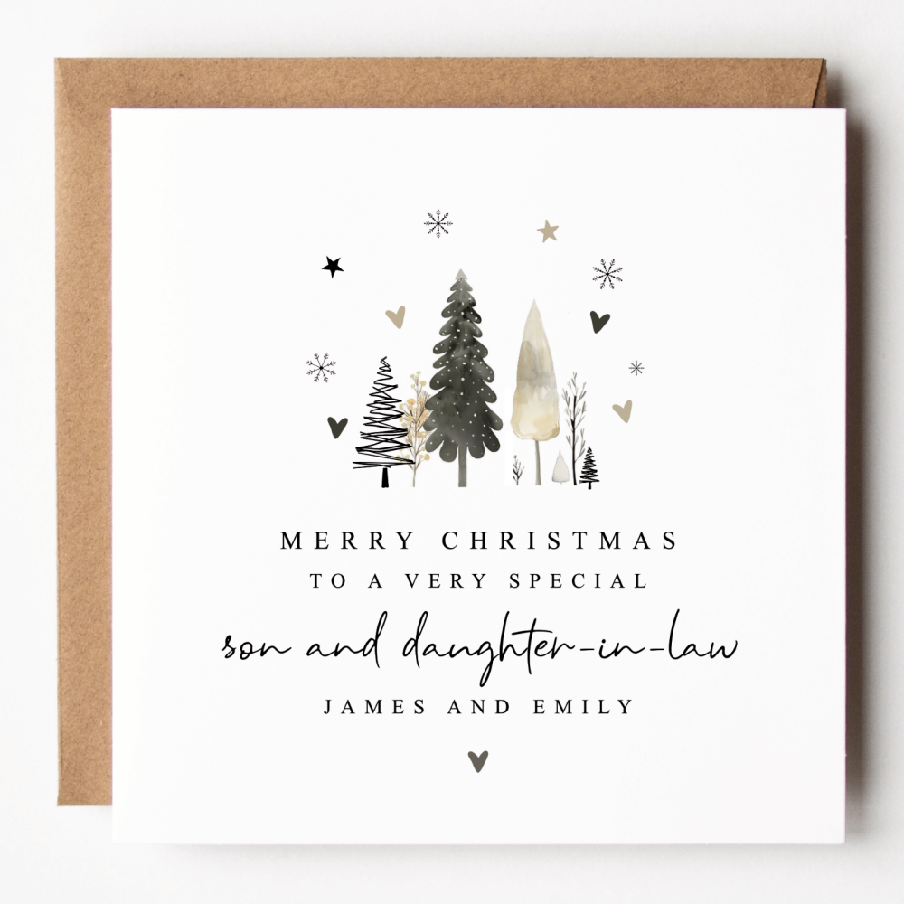 Personalised Son and Daughter-In-Law Modern Christmas Card