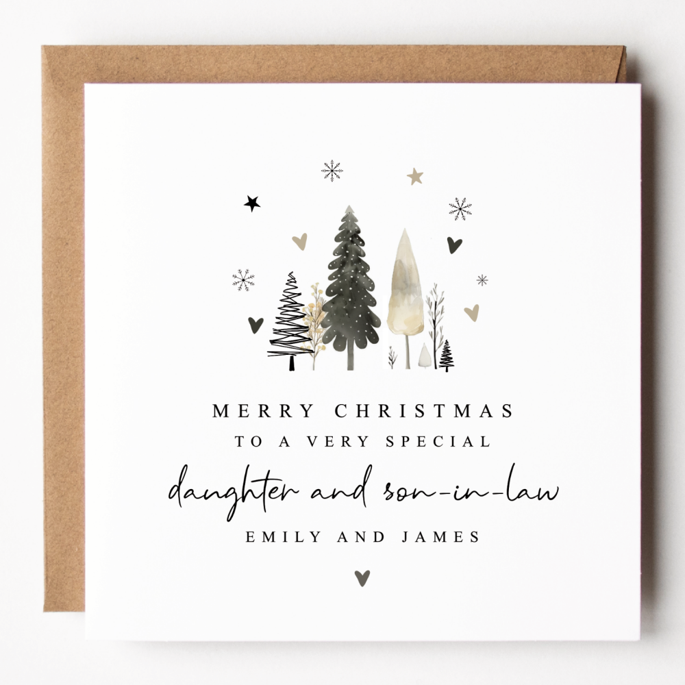Personalised Daughter and Son-In-Law Modern Christmas Card