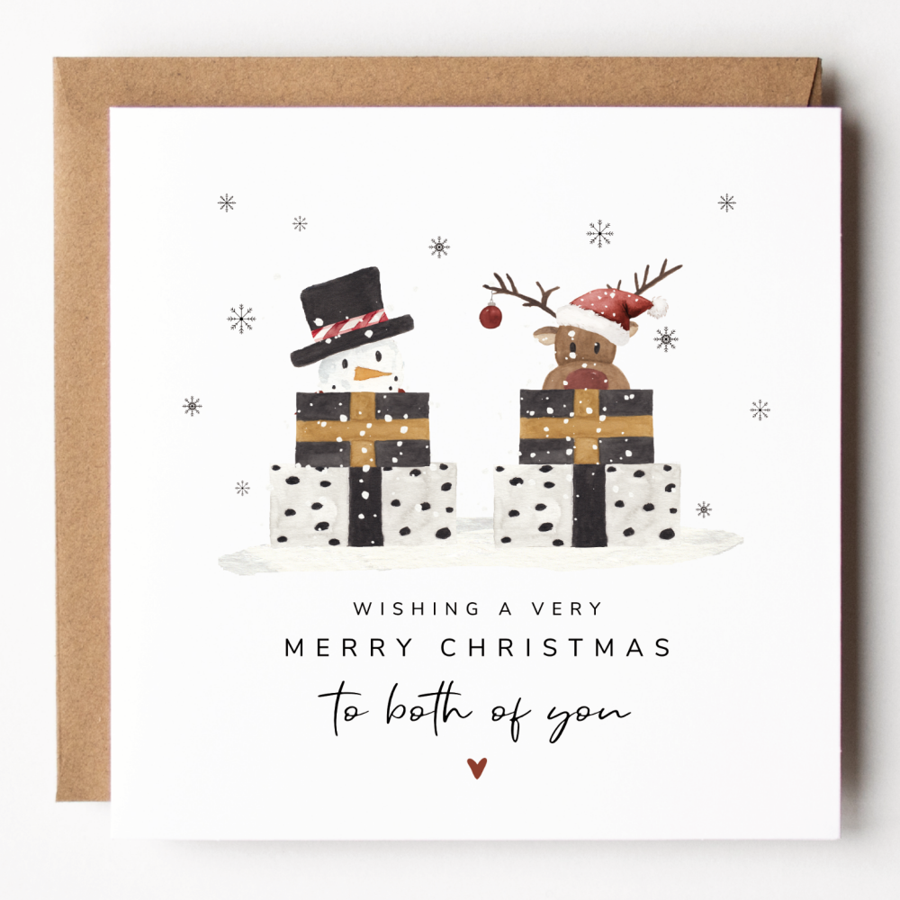 Reindeer and Snowman Both Of You Christmas Card