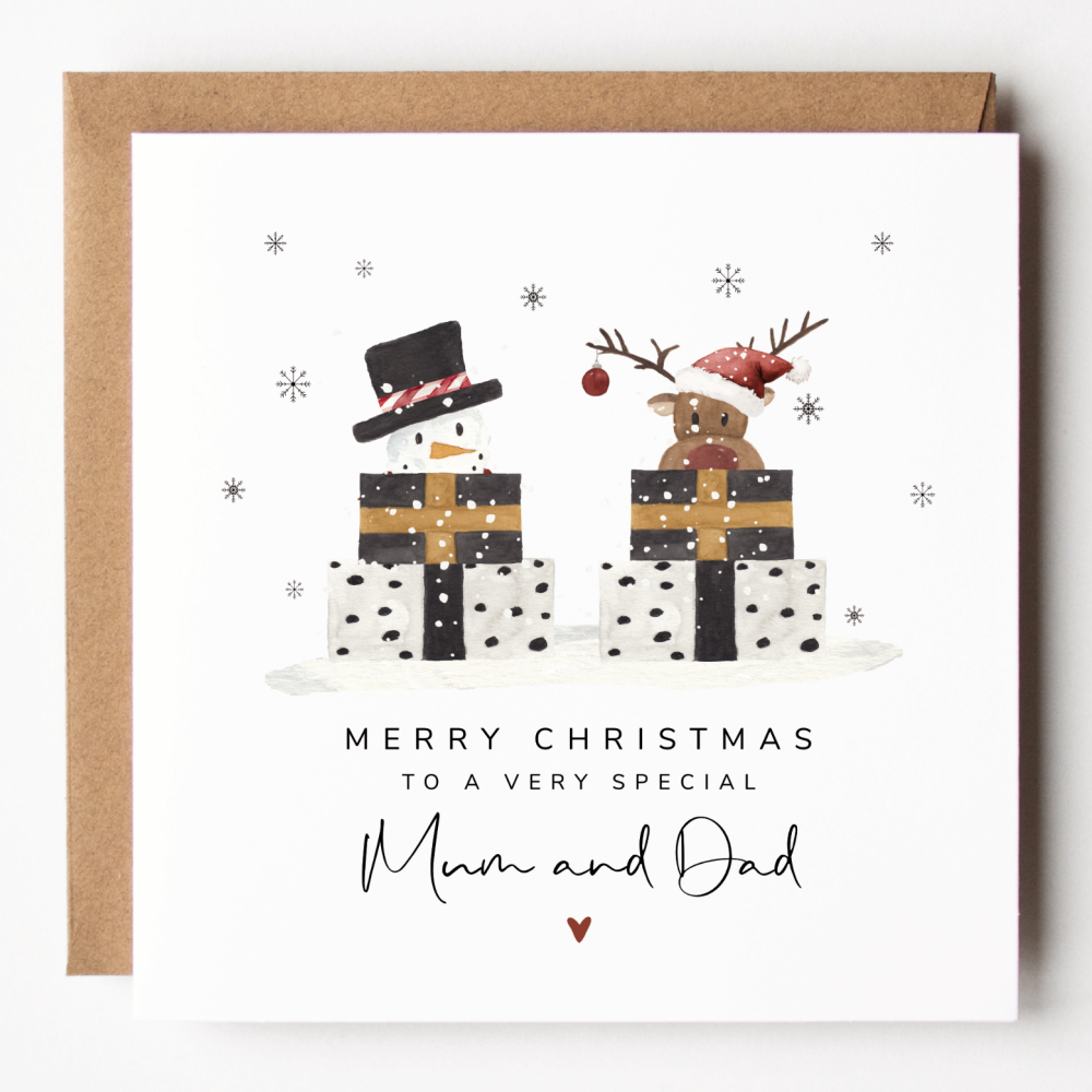 Fun Reindeer Mum and Dad Christmas Card