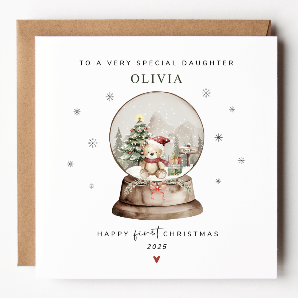Personalised Snowglobe First Christmas Card