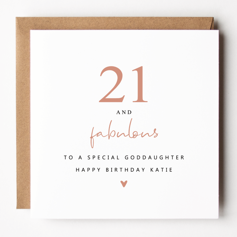 21 and Fabulous Birthday Card For Goddaughter