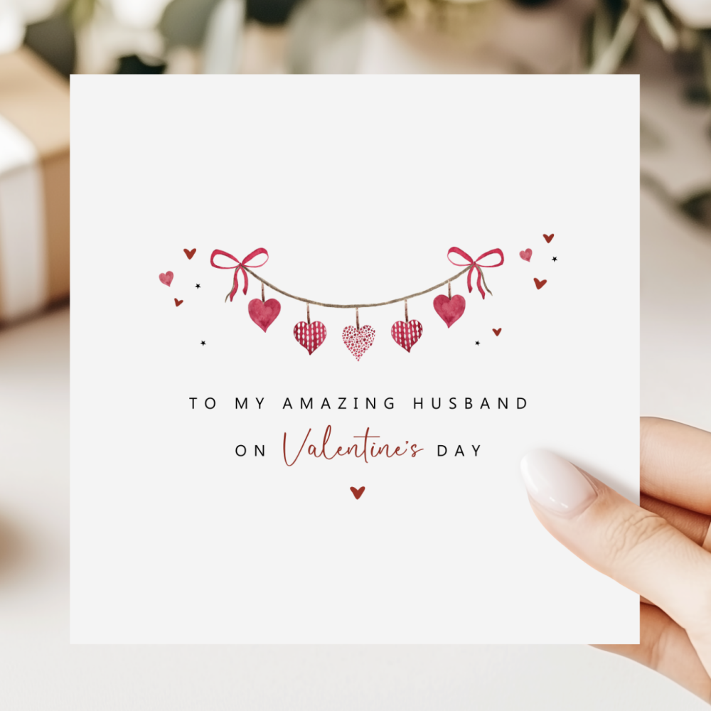 Valentine's Day Card For Husband | Garland Hearts Design
