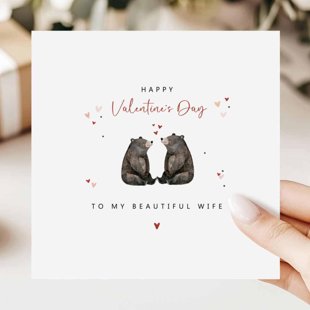 Valentine's Day Card For Wife | Cute Bear Design