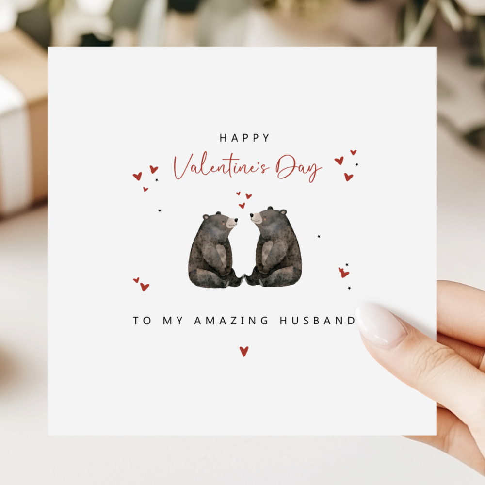 Valentine's Day Card For Husband | Cute Bear Design