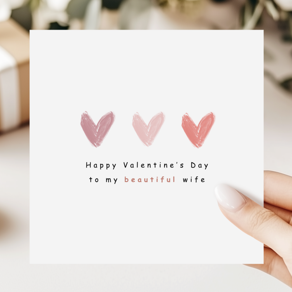 Valentine's Day Card For Wife | Simple Hearts Design