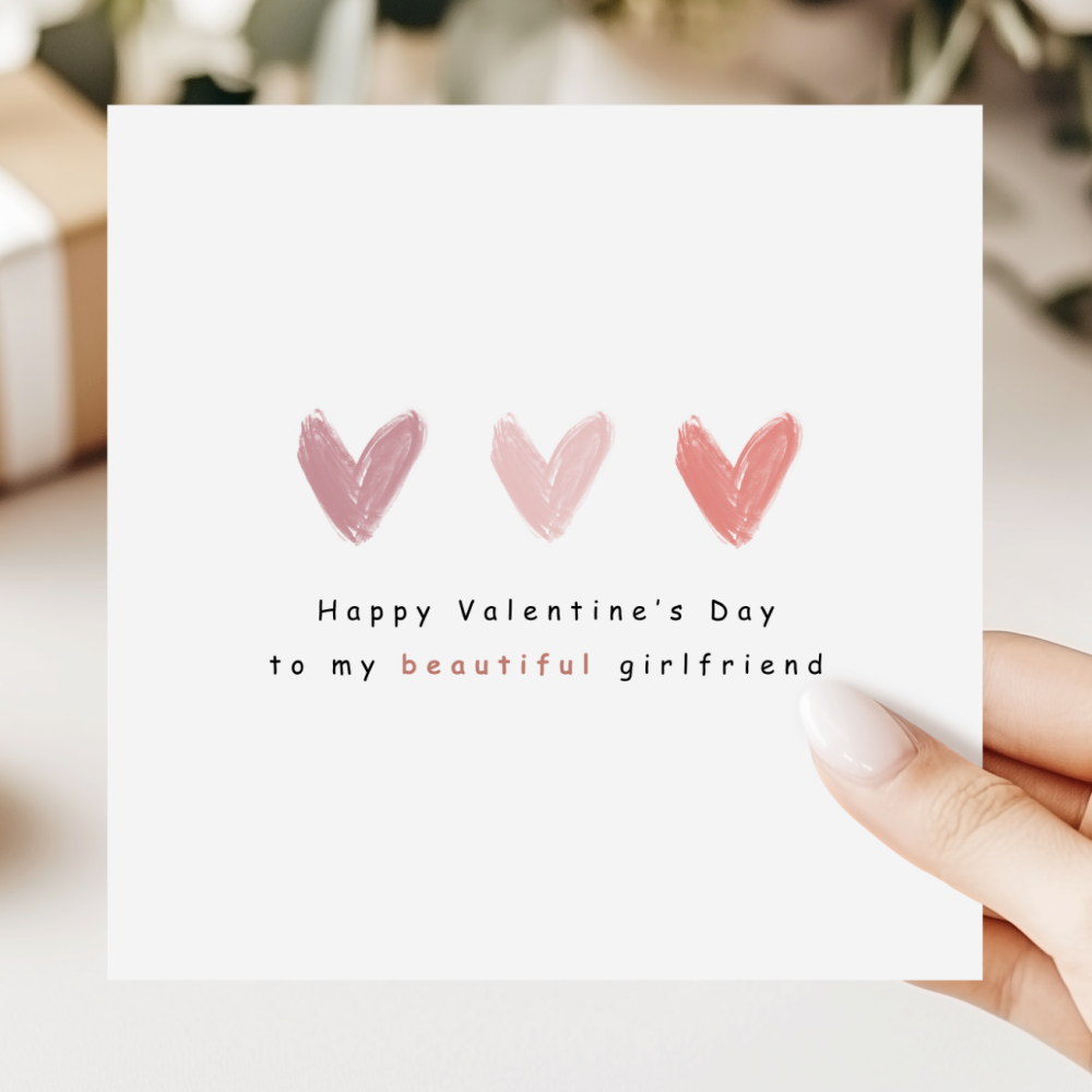 Valentine's Day Card For Girlfriend | Simple Hearts Design