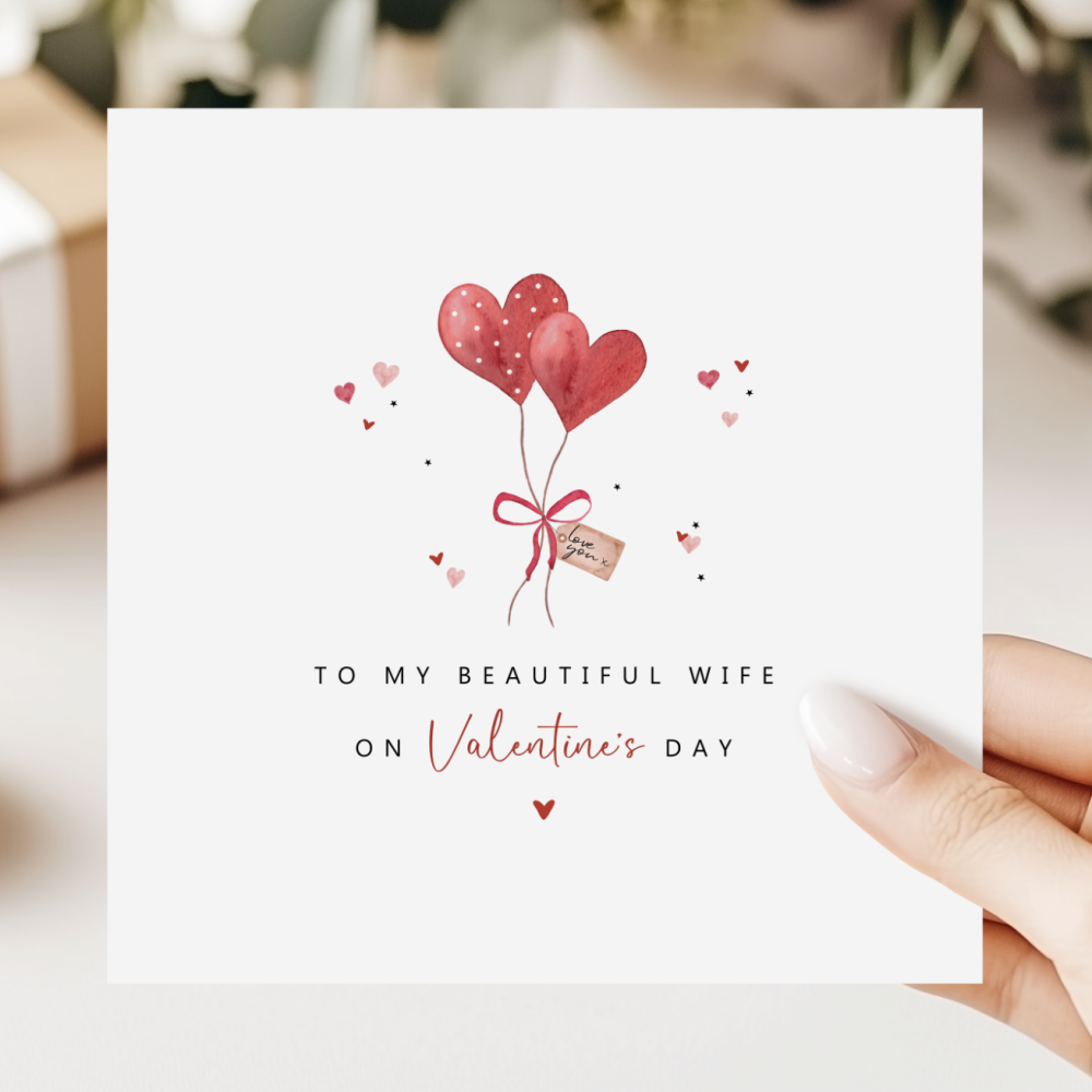 Valentine's Day Card For Wife | Heart Balloon Design
