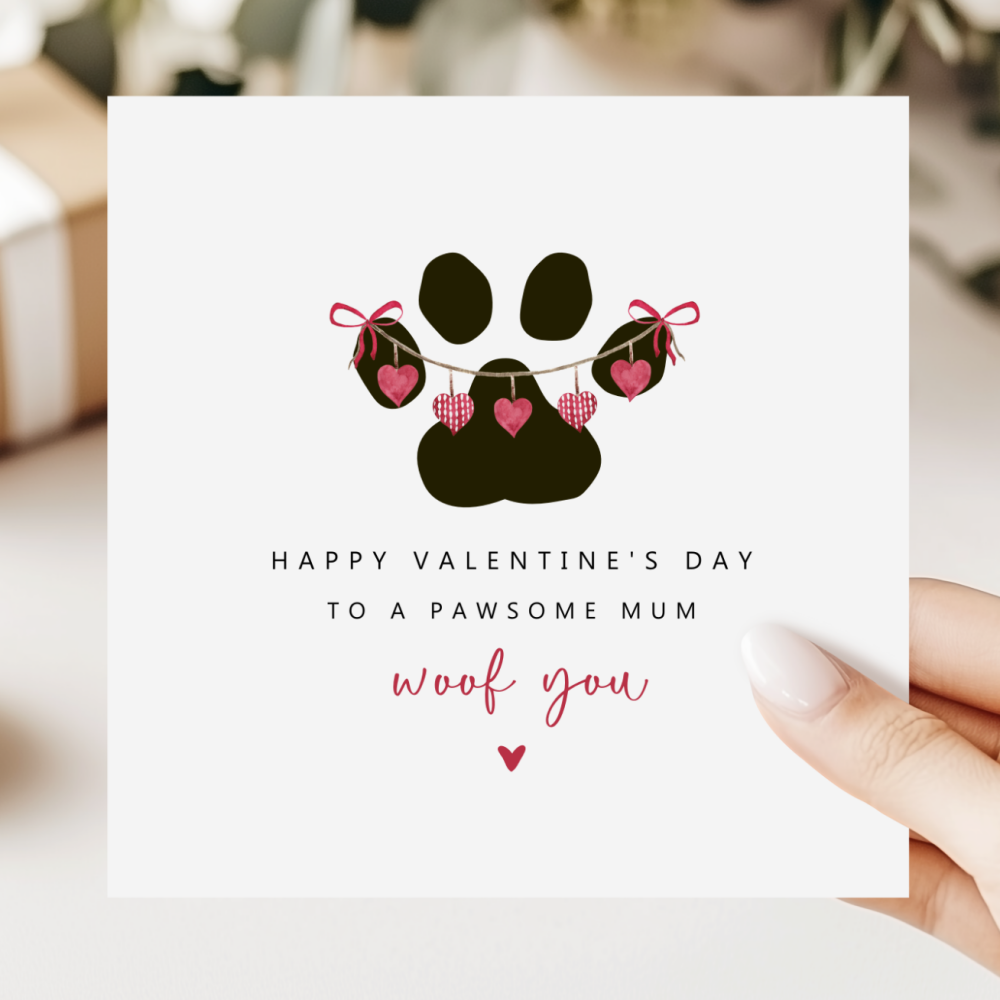 Valentine's Day Card For Dog Mum | Paw Print Design