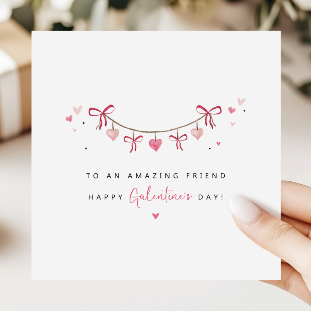 Galentine's Day Card For Friend | Garland Hearts Design