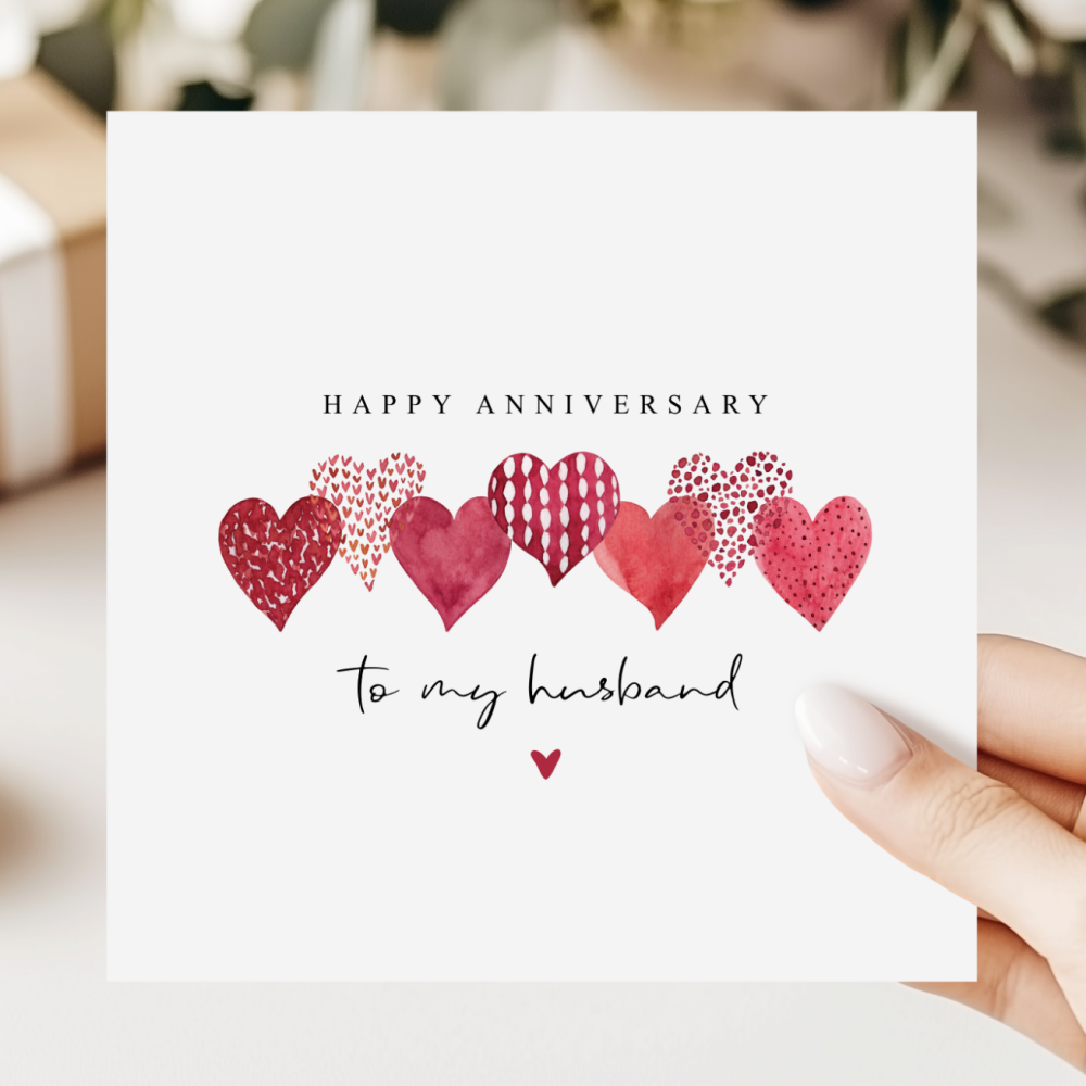 Husband Anniversary Card | Hearts Design