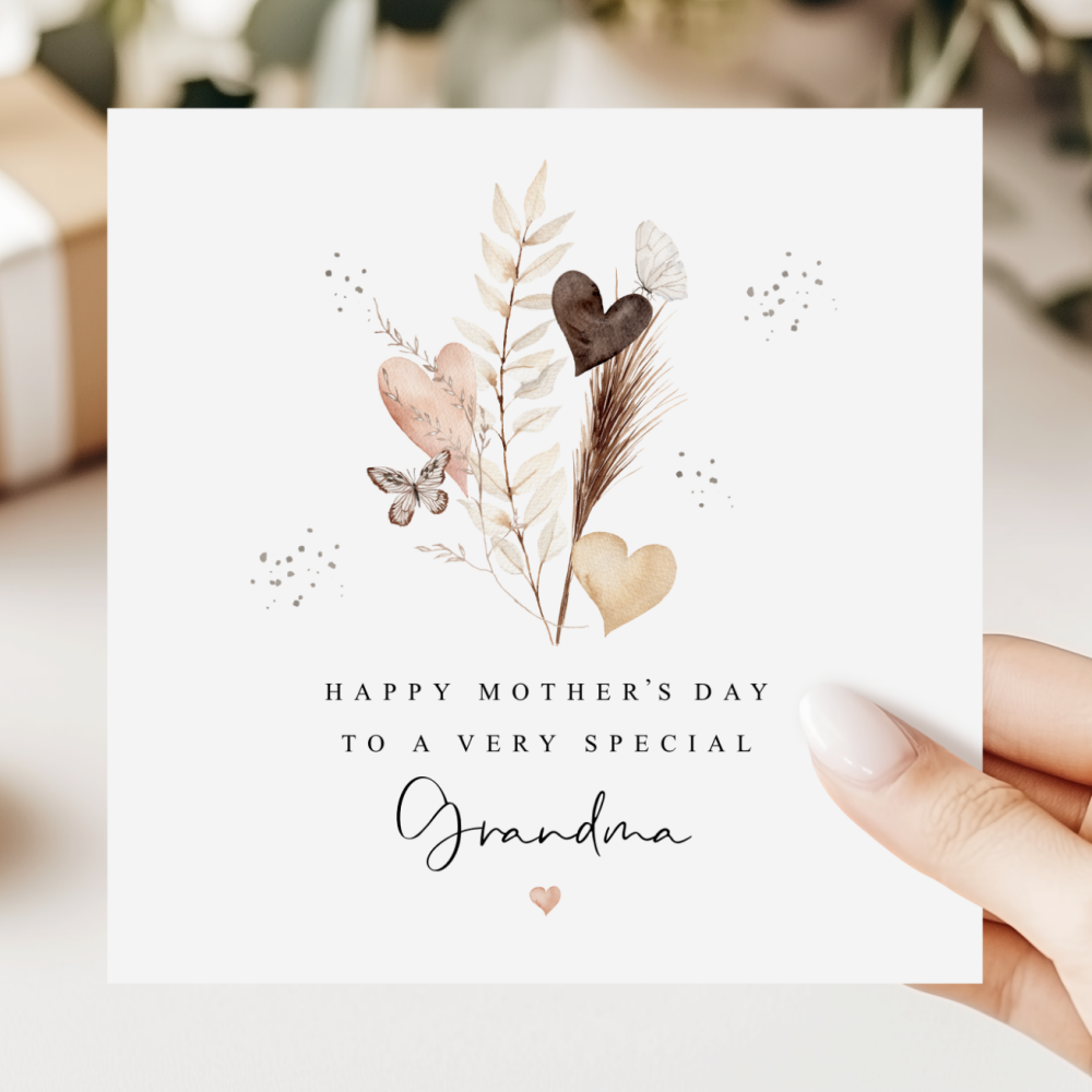 Floral Mother's Day Card For Grandma | Hearts & Foliage Design