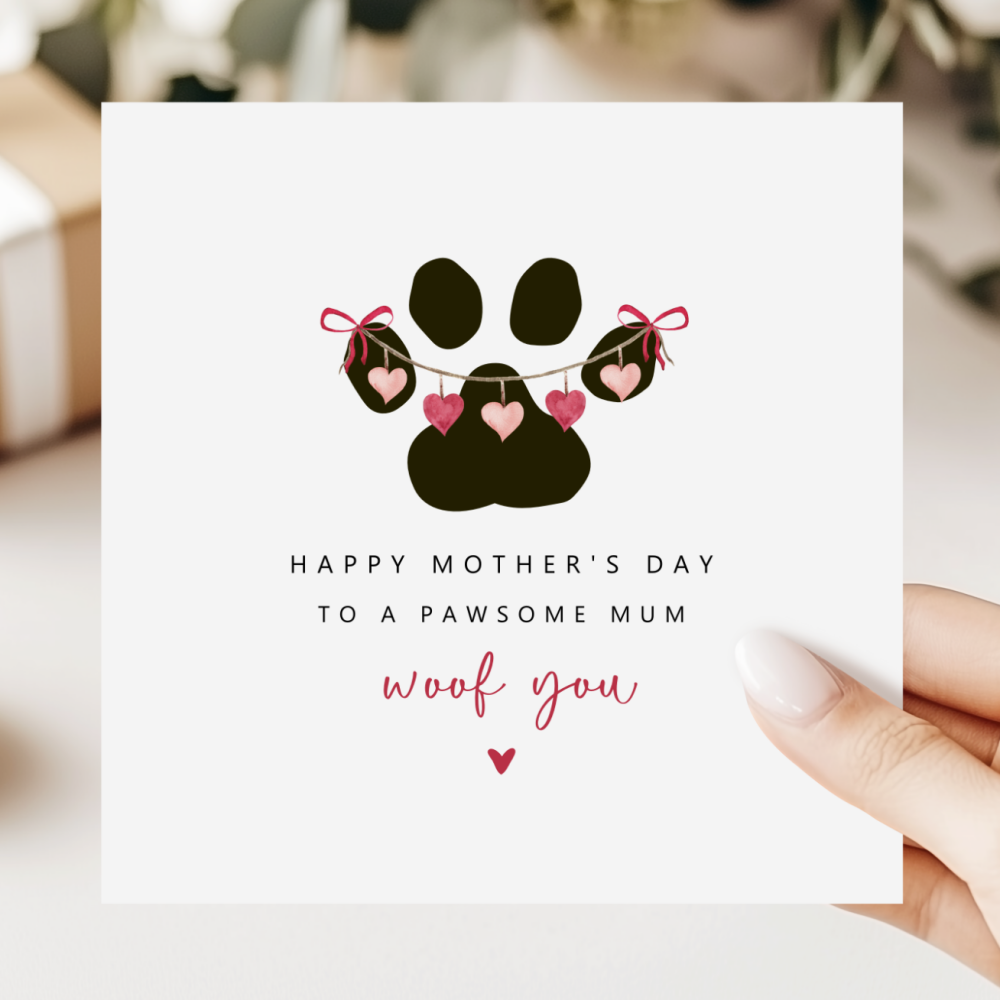 Dog Mum Mother's Day Card | Heart Paw Print Design