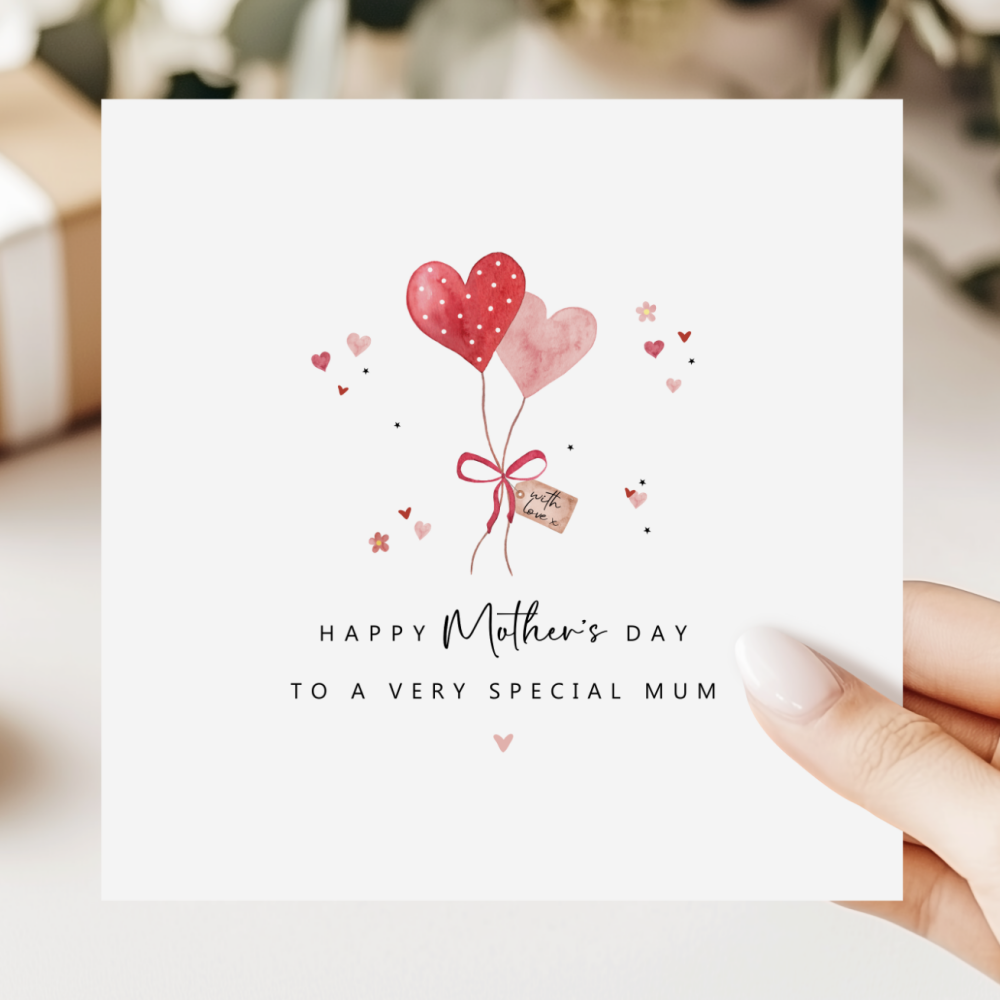 Happy Mother's Day Card | Heart Balloon Design