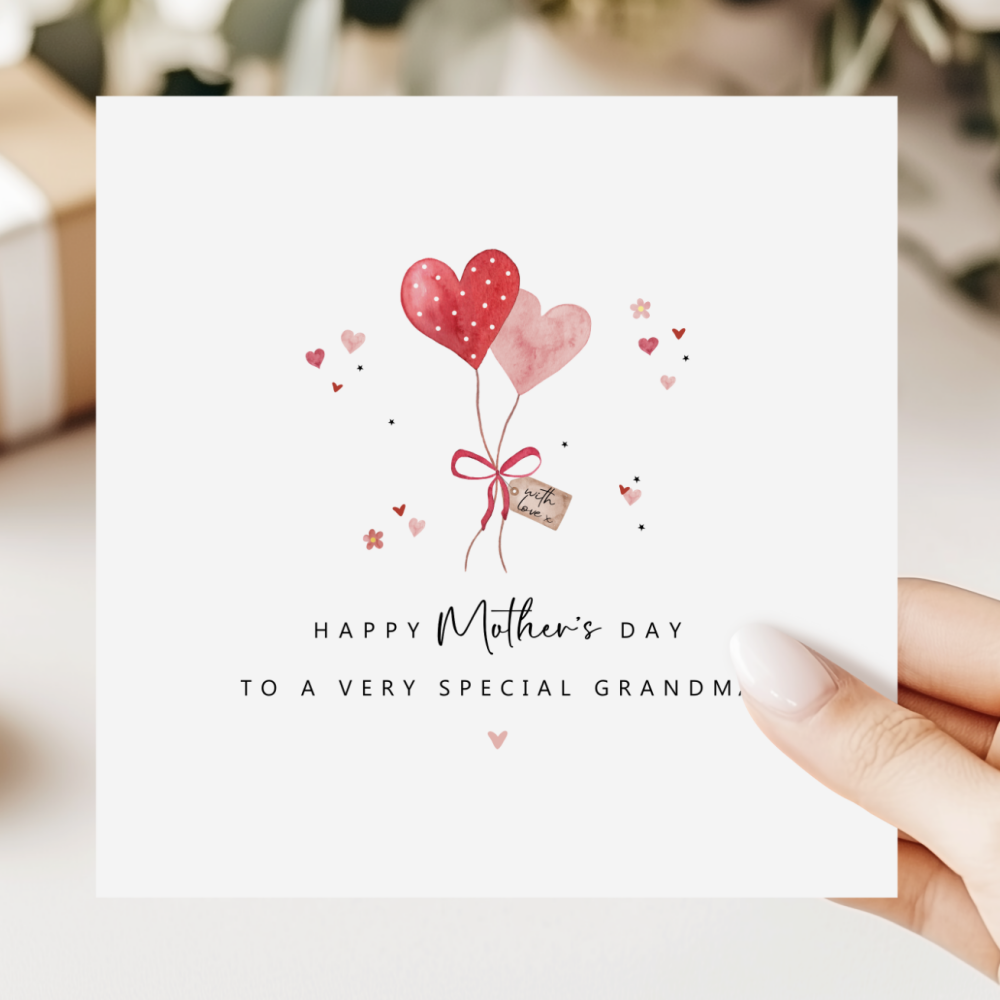 Happy Mother's Day Card For Grandma | Heart Balloon Design