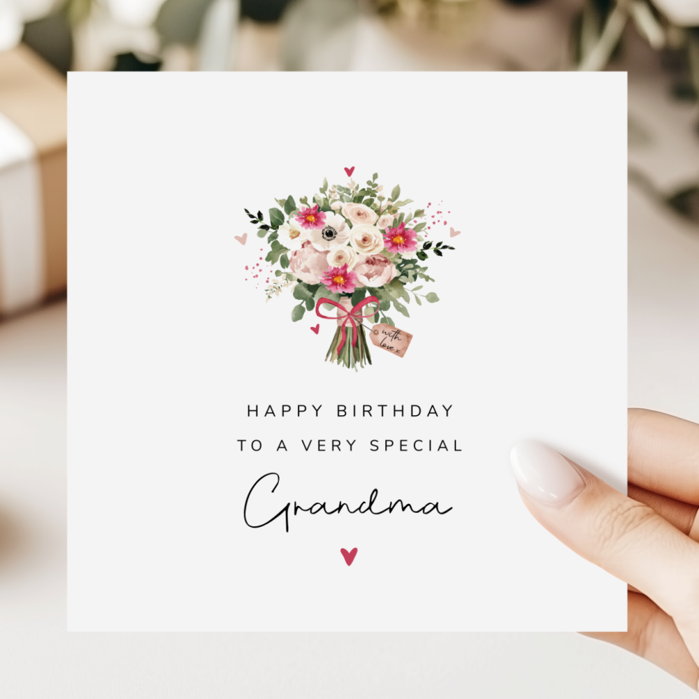 Flowers Birthday Card For Grandma