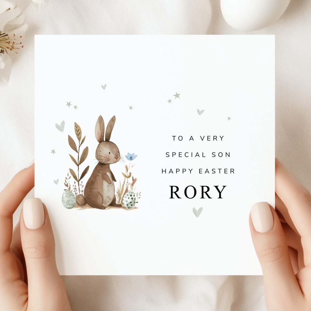 Bunny Rabbit Happy Easter Card For A Boy