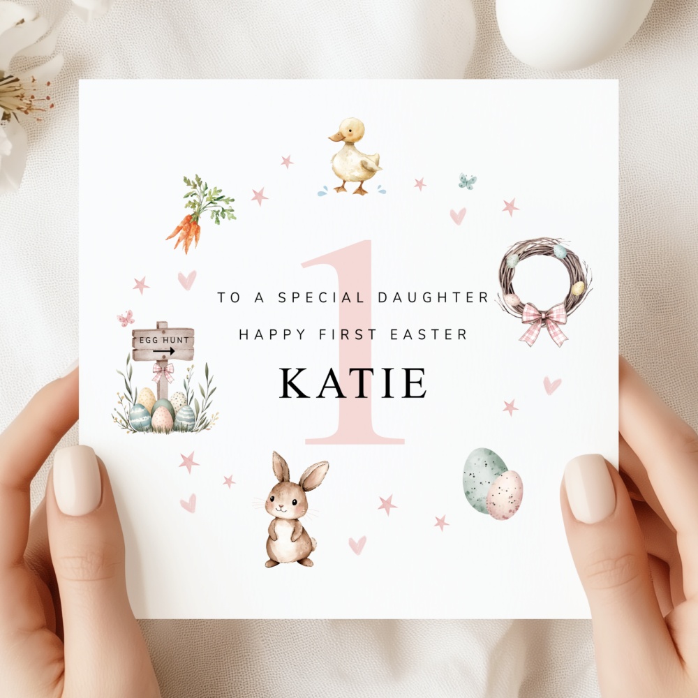 Girls Happy 1st Easter Card