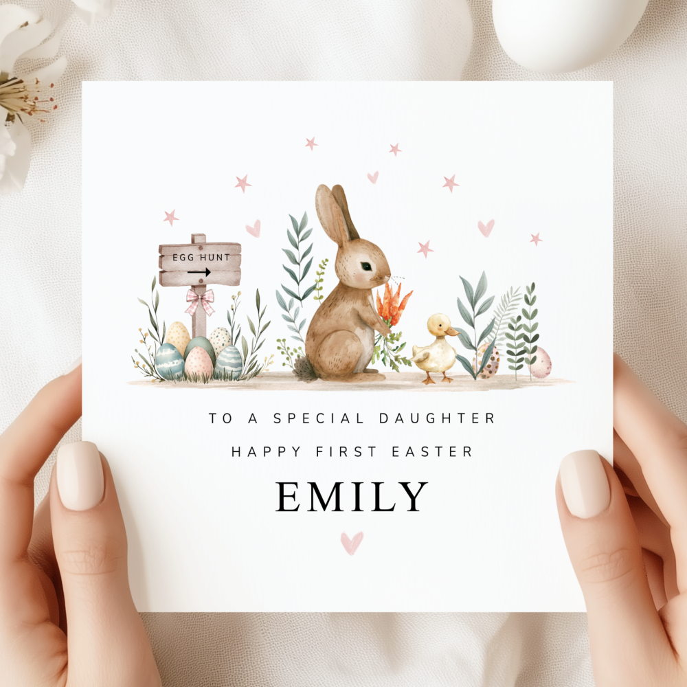 Bunny Adventures First Easter Card For A Girl
