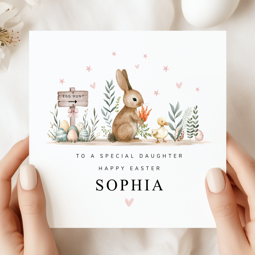 Bunny Adventures Easter Card For A Girl