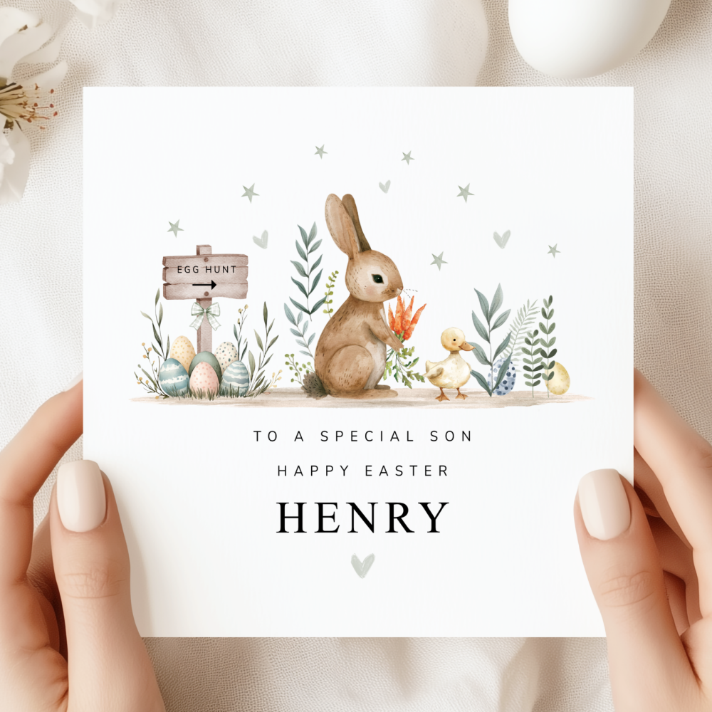 Bunny Adventures Easter Card For A Boy