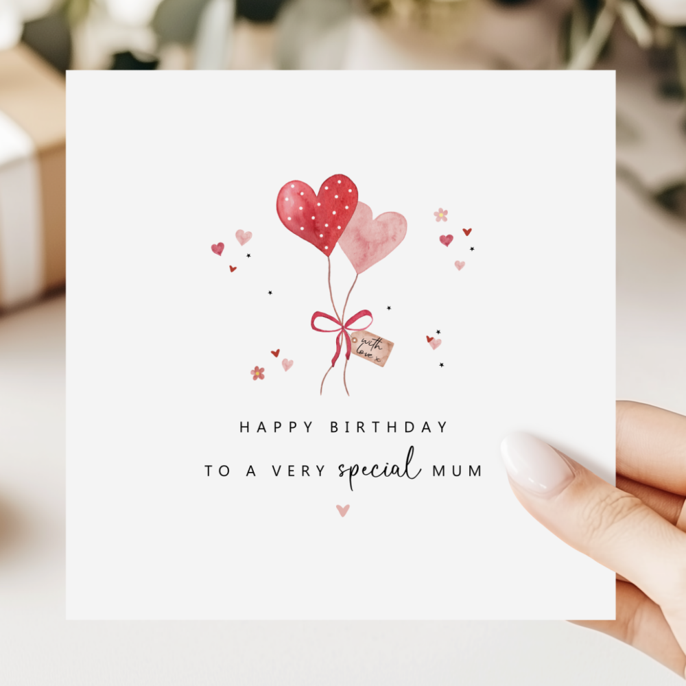 Mum Birthday Card | Heart Balloon Design
