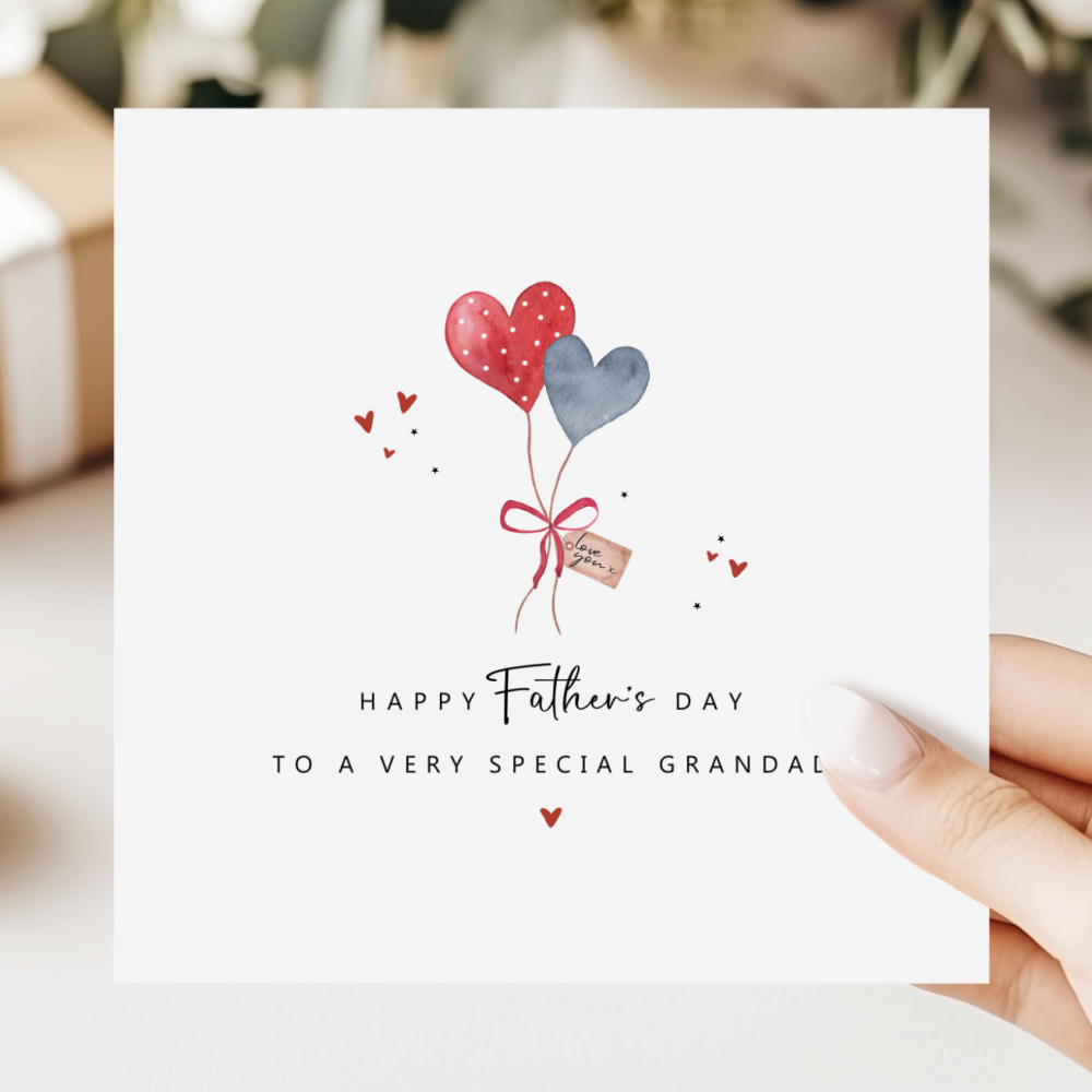 Heart Balloon Happy Father's Day Card For Grandad