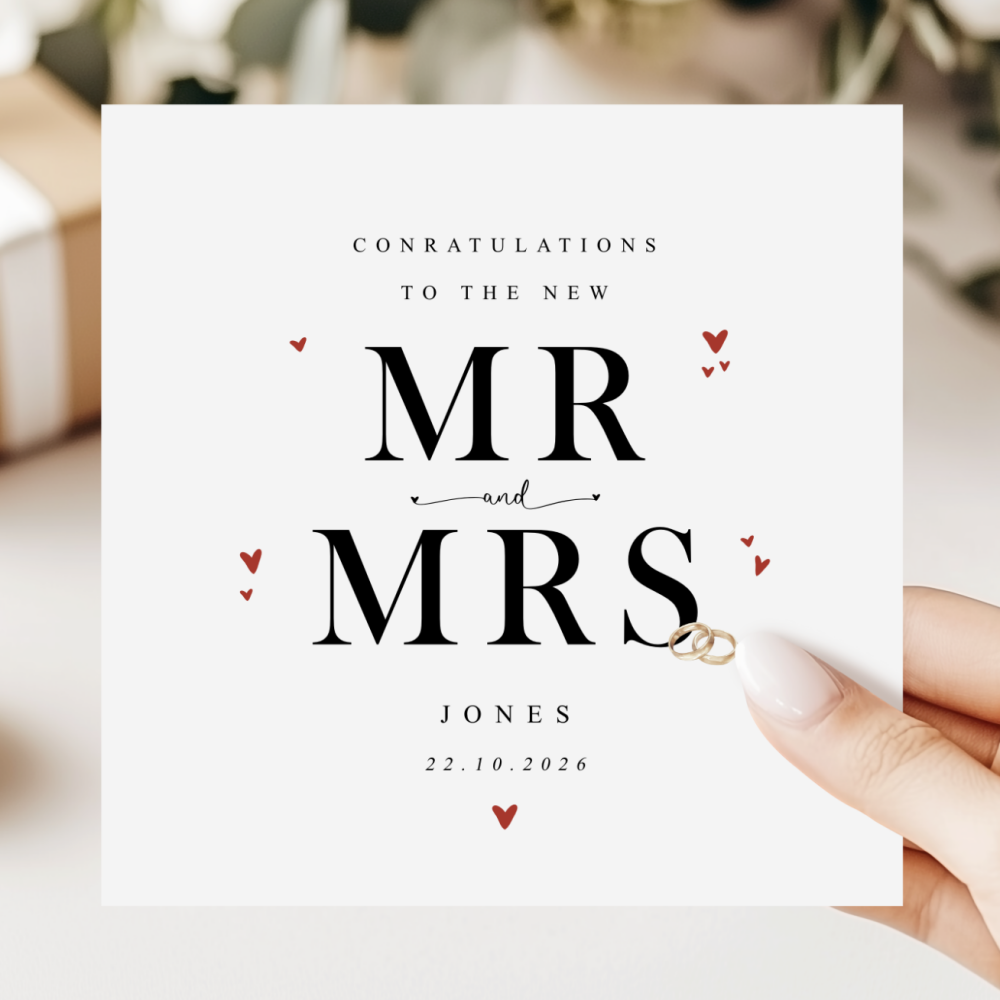 Personalised Mr & Mrs Wedding Card