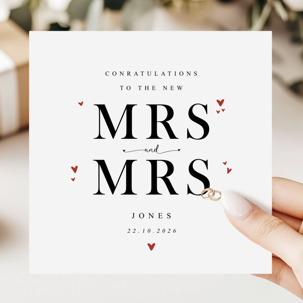 Personalised Mrs & Mrs Wedding Card