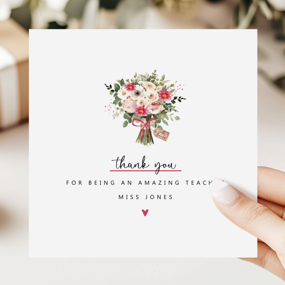 Floral Thank You Teacher Card