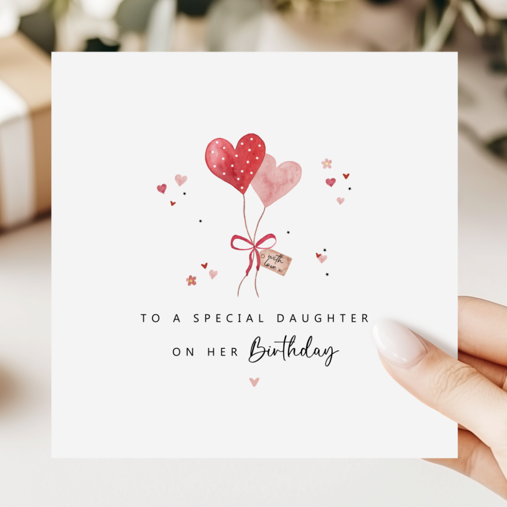 Heart Balloon Birthday Card for Daughter