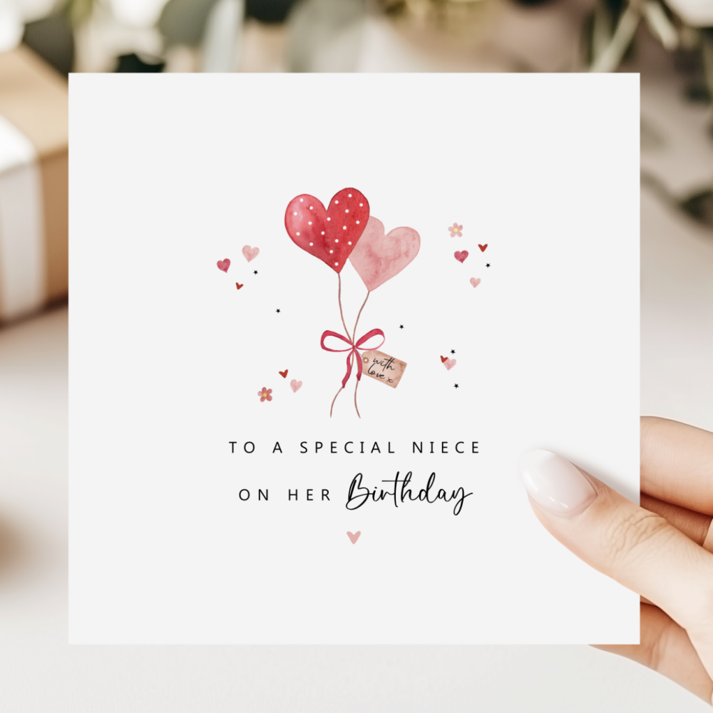 Heart Balloon Birthday Card for Niece