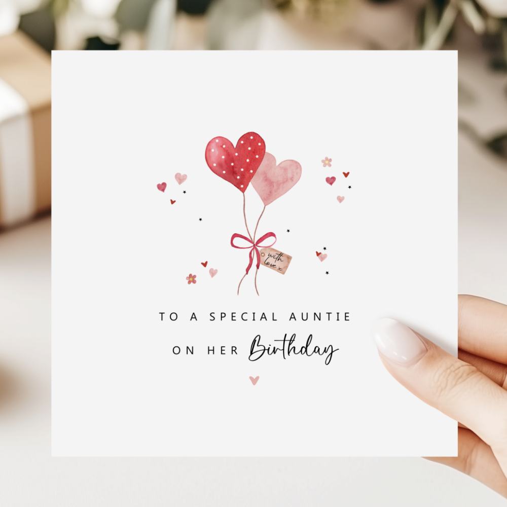 Heart Balloon Birthday Card for Auntie