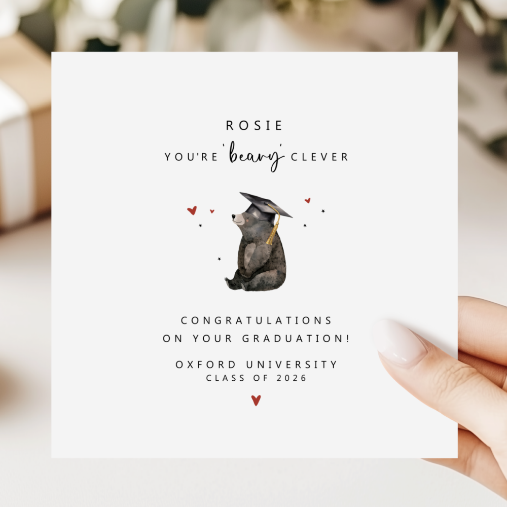 Personalised You're 'Beary' Clever Graduation Card