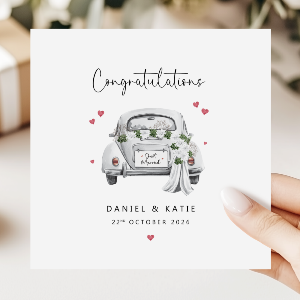 Personalised Wedding Car Card