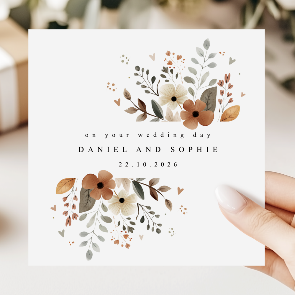 Floral Wedding Day Card