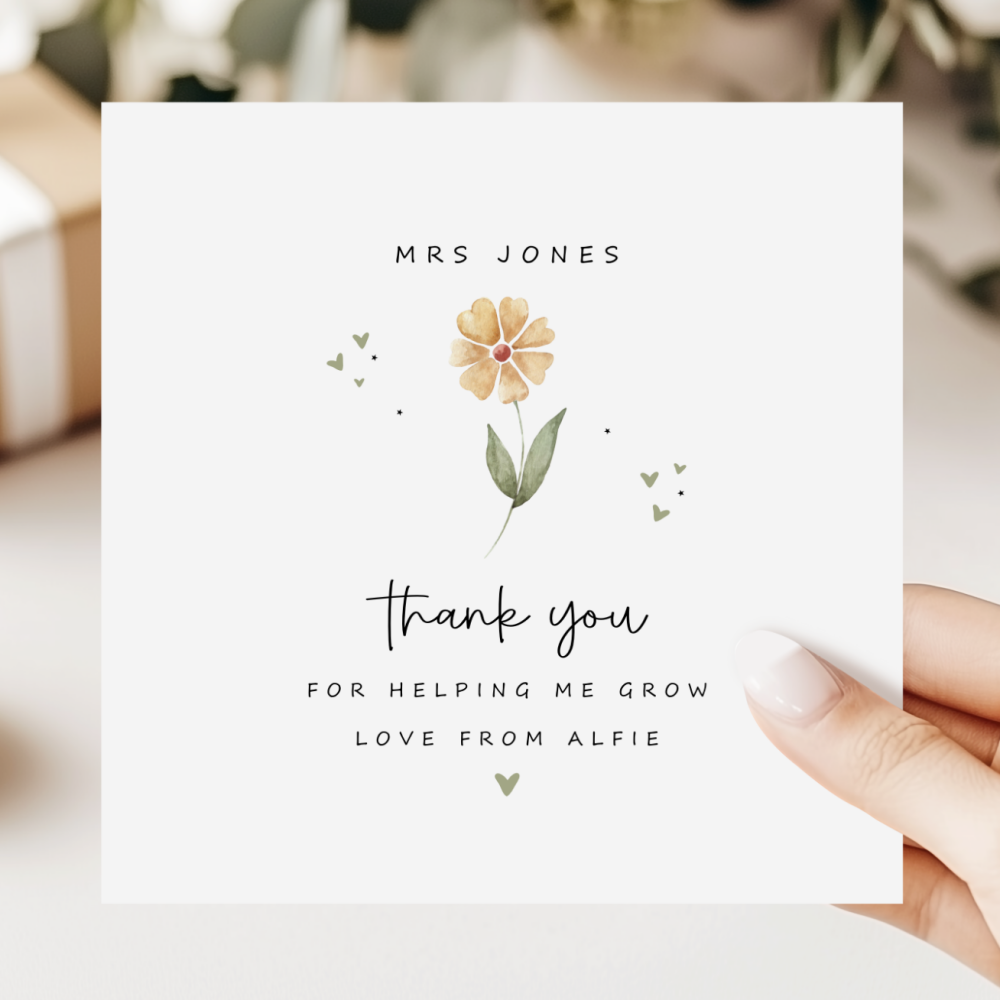 Thank You For Helping Me Grow Teacher Card
