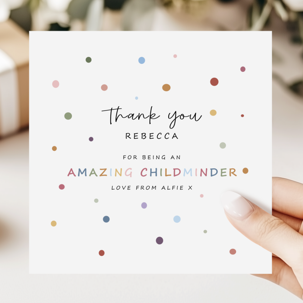 Personalised Polka Dot Childminder Thank You Card